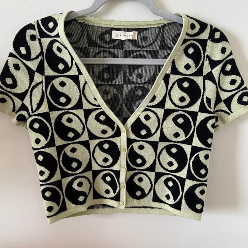 Pacsun Ying Yang yellow/black cardigan